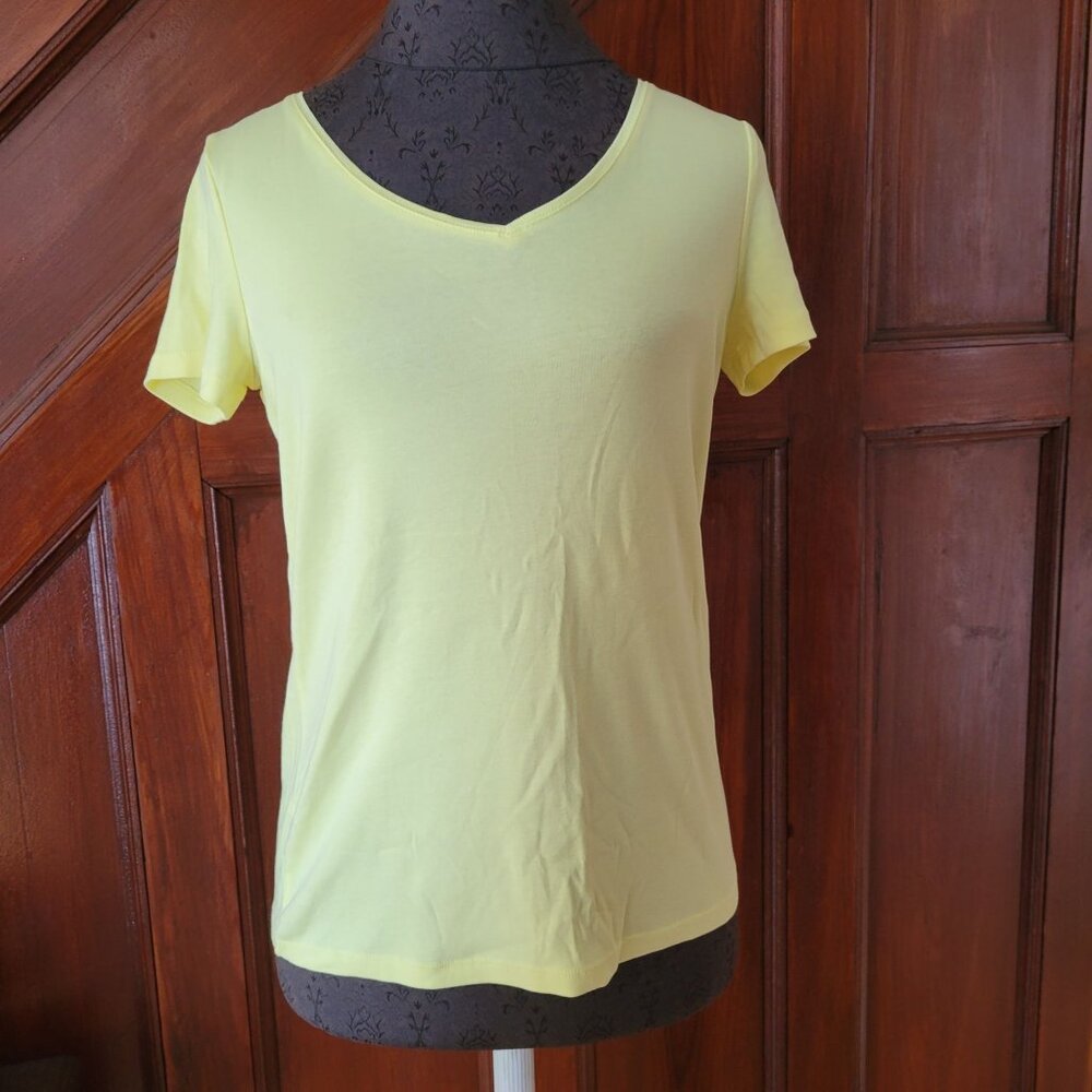 Talbots Womens Yellow Pima Cotton Tee Shirt Size S